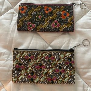 Floral Embroidered Clutch Set - Multicolor